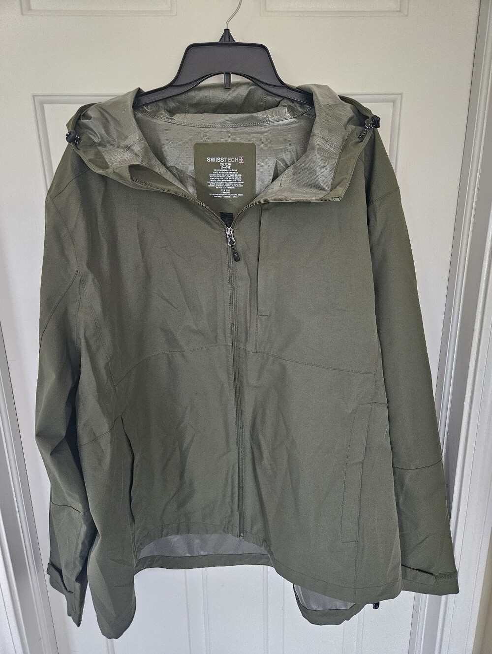 Swiss Tech Olive Hooded Rain Jacket